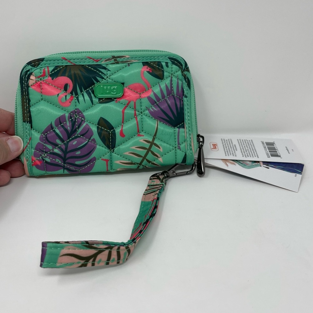 Lug Rodeo 2 Wallet with Wrist Strap Flamingo Mint Print NEW NWOT